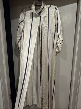 Zara White Dress with Navy Stripes
